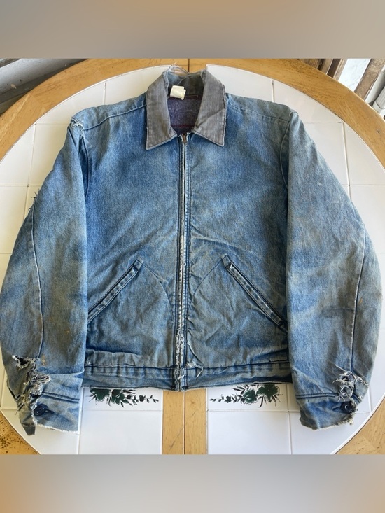 Big Ben Other - Vintage Big Ben Wrangler Denim Bomber Jacket M Chore Coat Workwear Distressed